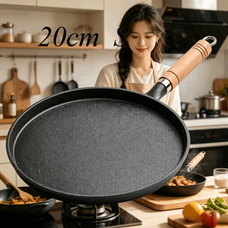 20cm Cast Iron Skillet Wooden  - Electric Griddle Pancake 评论和价格